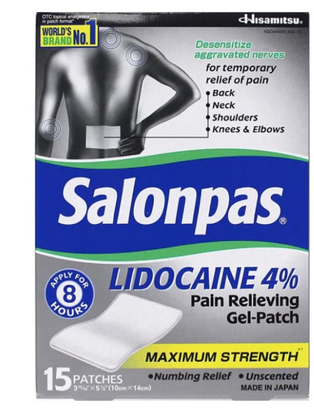 Salonpas Lido Gel-Patch (15 ct.) Pain Relieving Max Strength